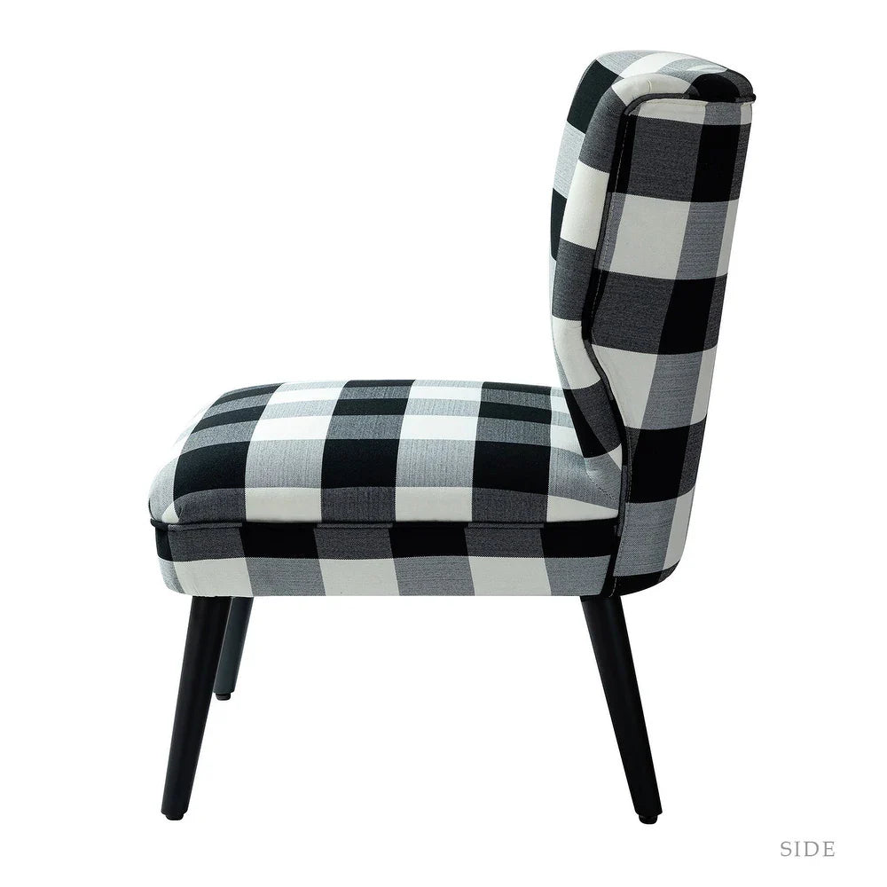 Cande Buffalo Plaid Side Chair with Black Base Set of 2