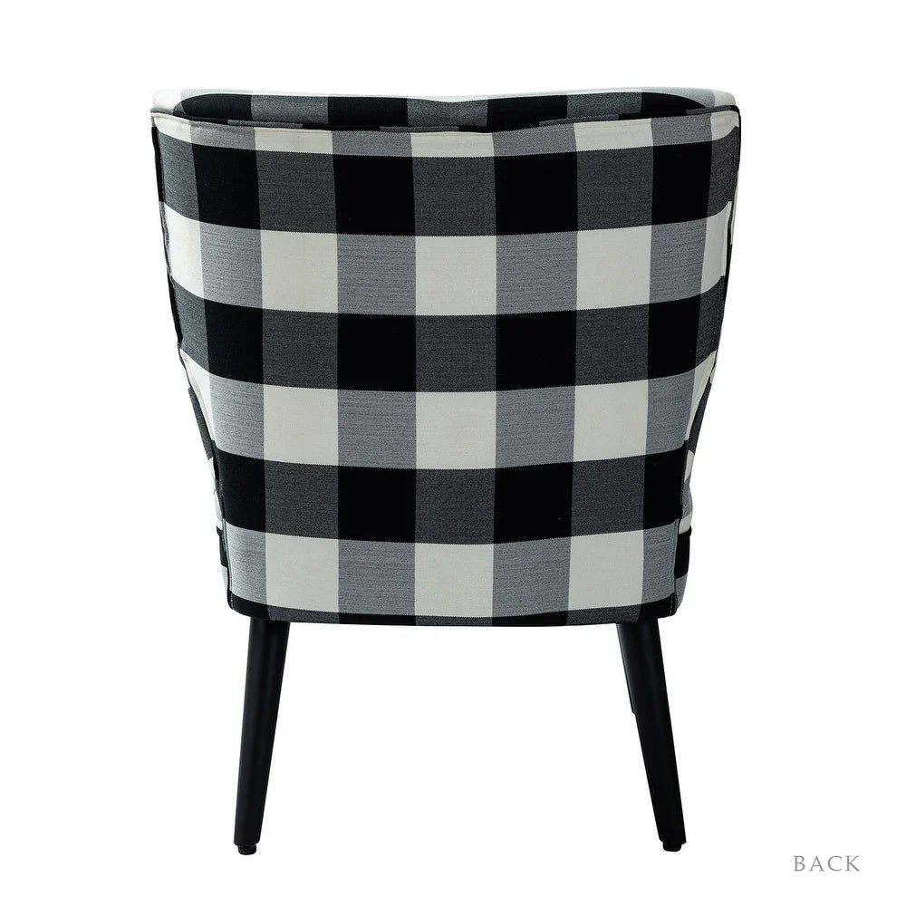 Cande Buffalo Plaid Side Chair with Black Base Set of 2