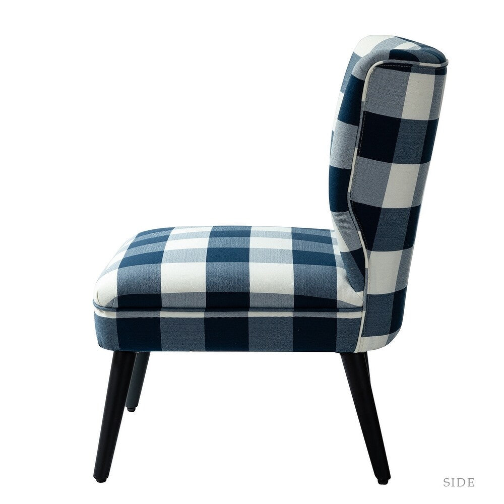 Cande Buffalo Plaid Side Chair with Black Base Set of 2