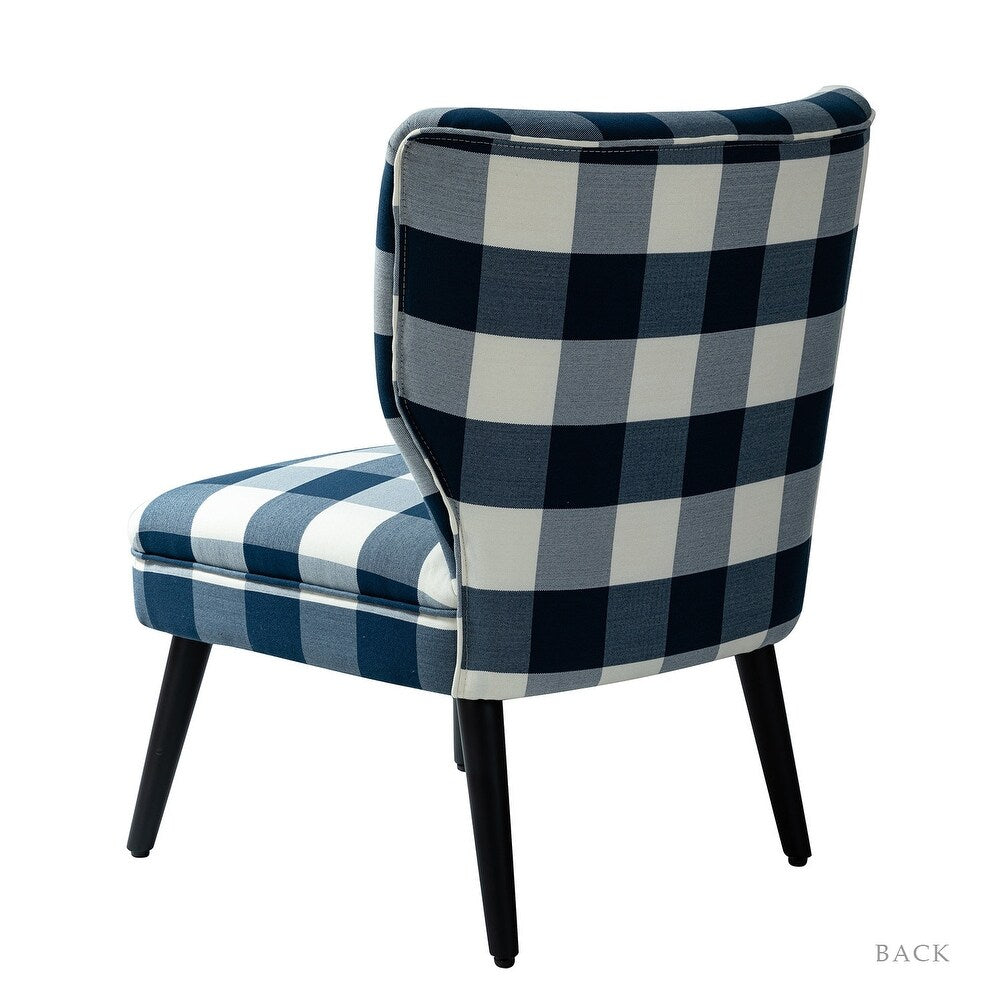 Cande Buffalo Plaid Side Chair with Black Base Set of 2