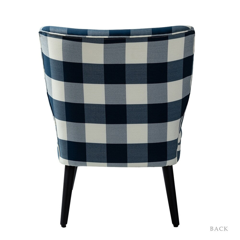 Cande Buffalo Plaid Side Chair with Black Base Set of 2