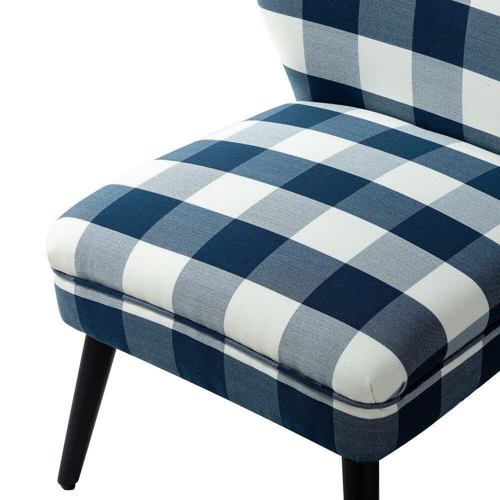 Cande Buffalo Plaid Side Chair with Black Base Set of 2