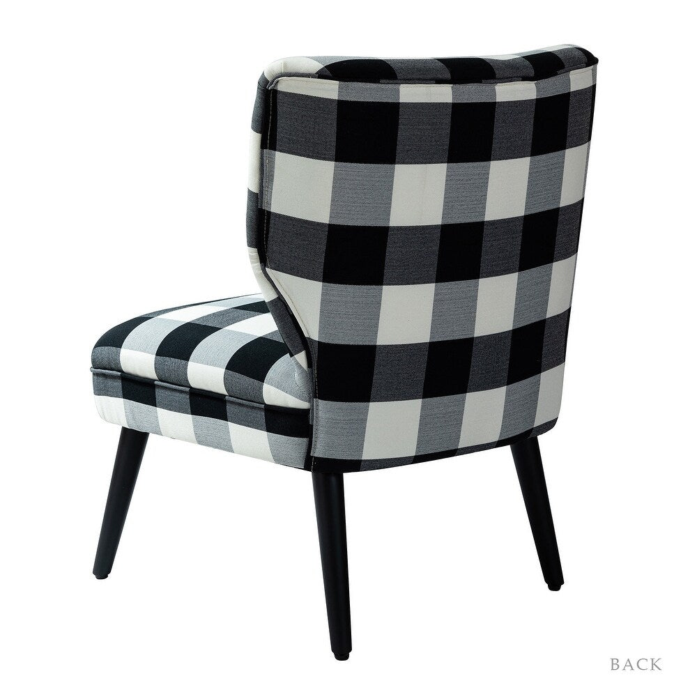 Cande Buffalo Plaid Side Chair with Black Base Set of 2