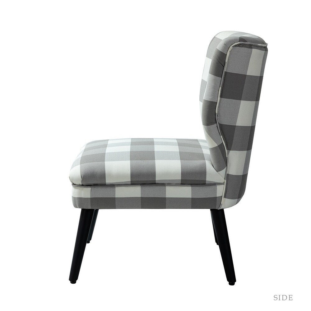 Cande Buffalo Plaid Side Chair with Black Base Set of 2