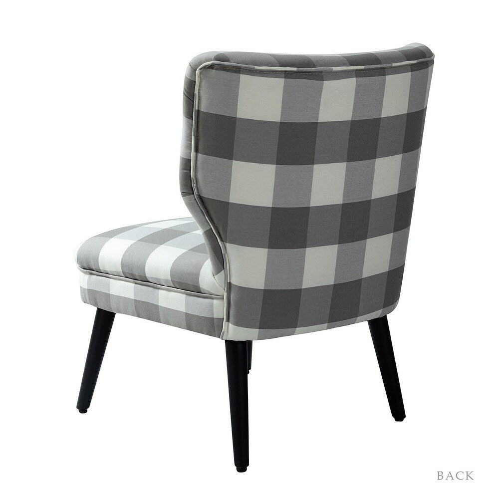 Cande Buffalo Plaid Side Chair with Black Base Set of 2