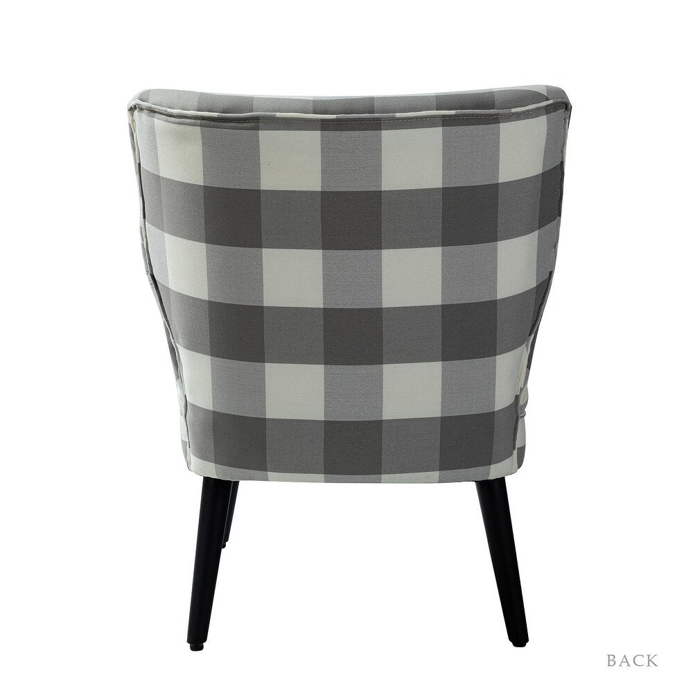 Cande Buffalo Plaid Side Chair with Black Base Set of 2