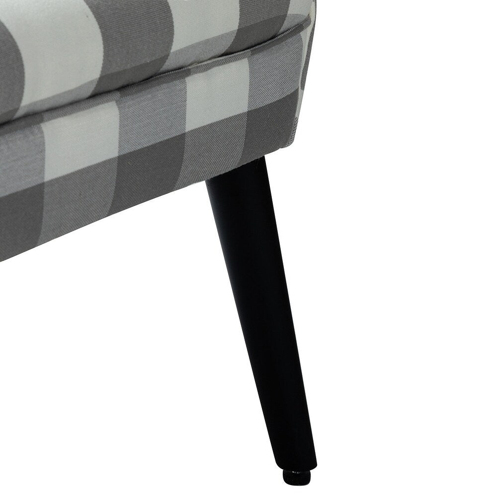 Cande Buffalo Plaid Side Chair with Black Base Set of 2