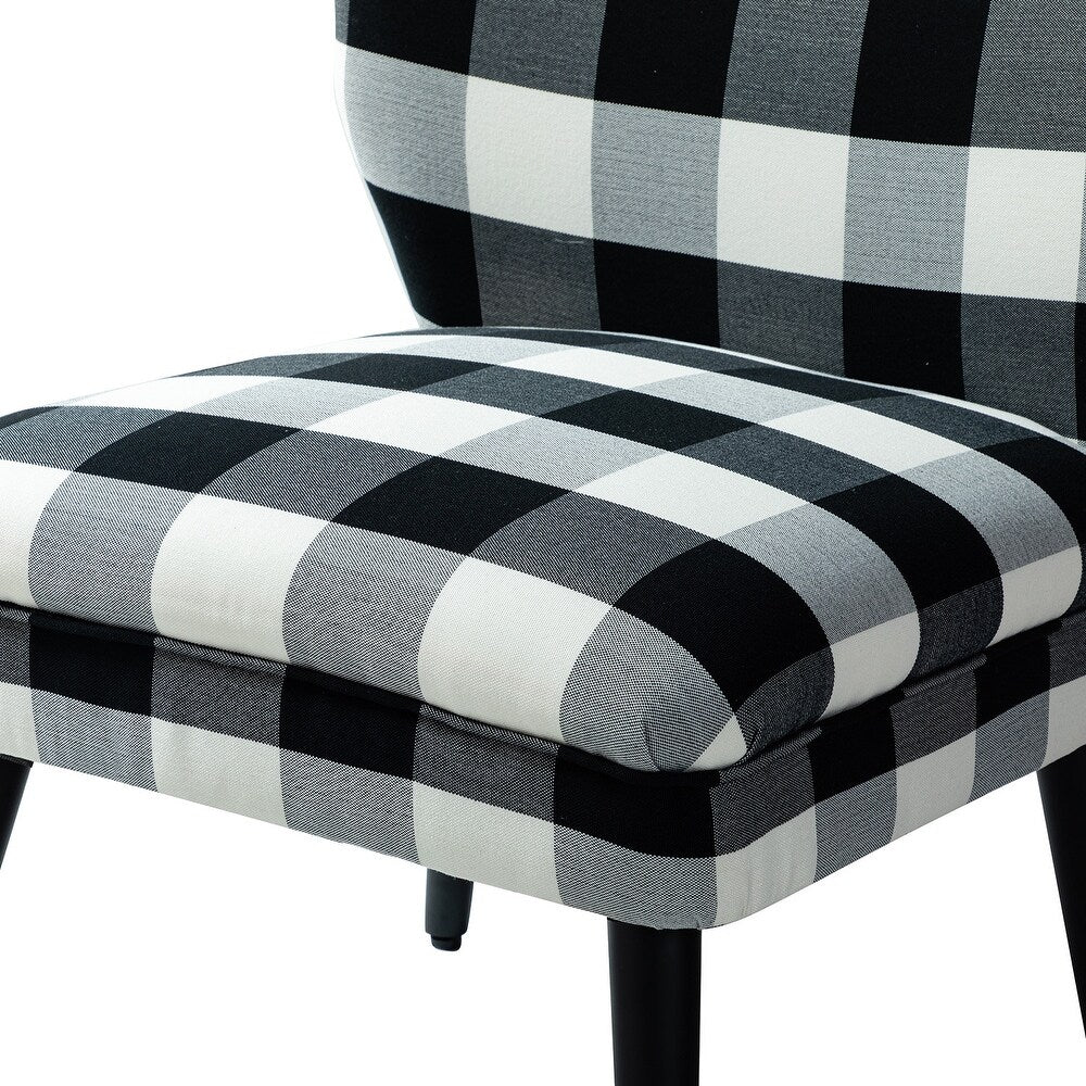 Cande Buffalo Plaid Side Chair with Black Base Set of 2