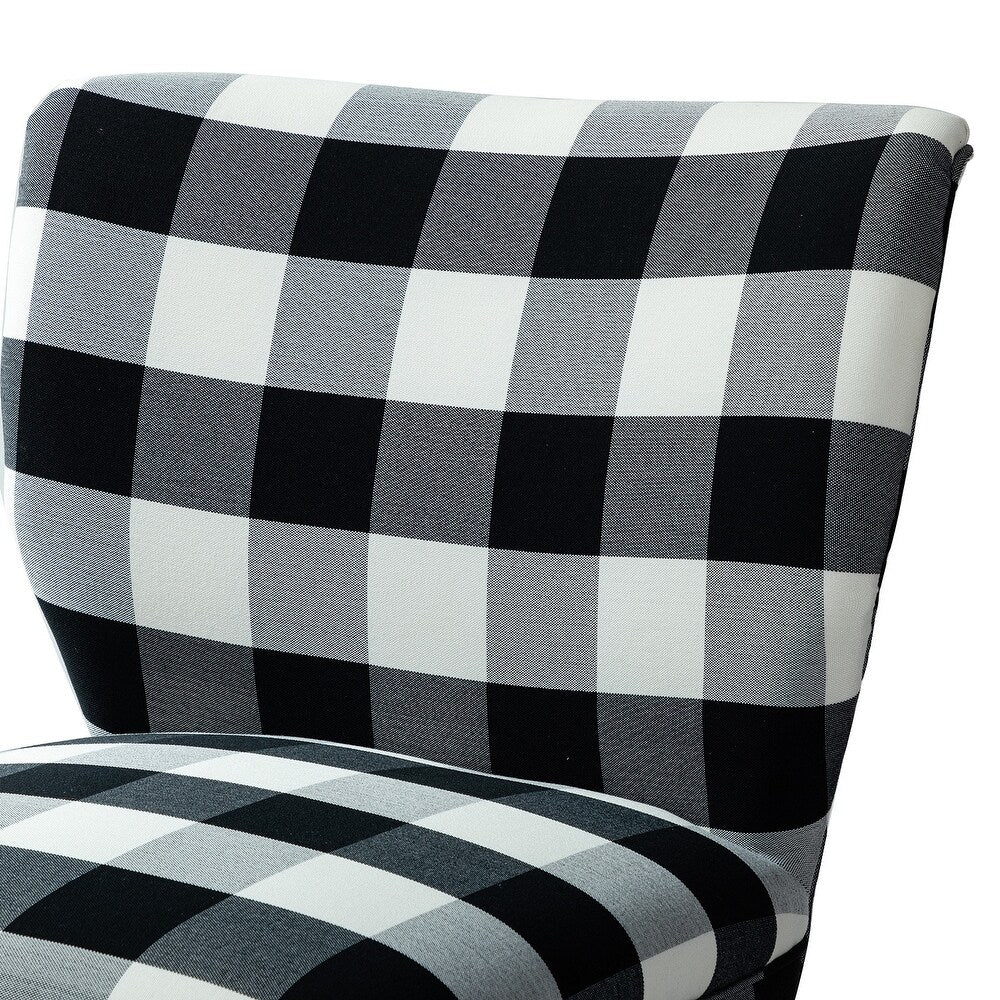 Cande Buffalo Plaid Side Chair with Black Base Set of 2