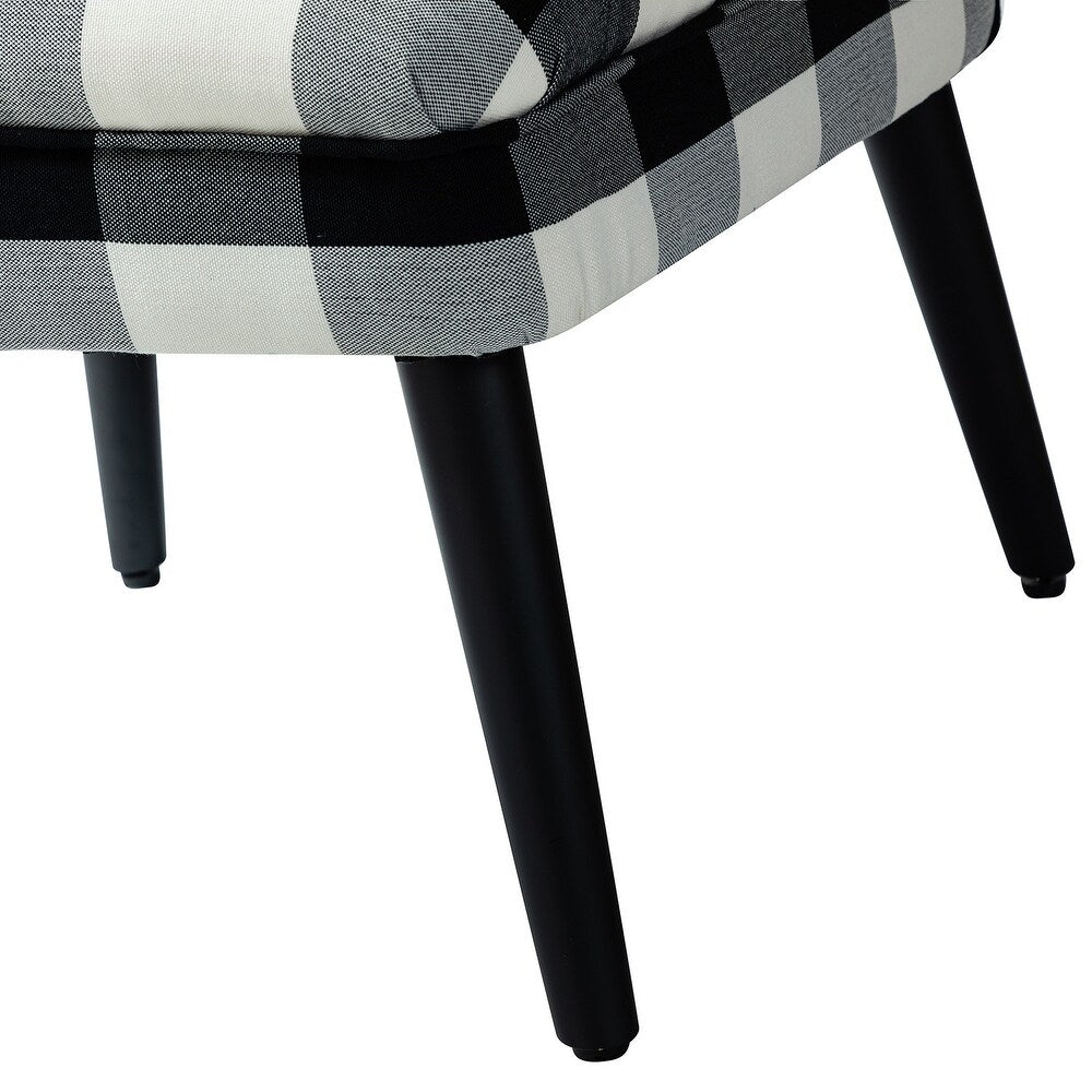 Cande Buffalo Plaid Side Chair with Black Base Set of 2