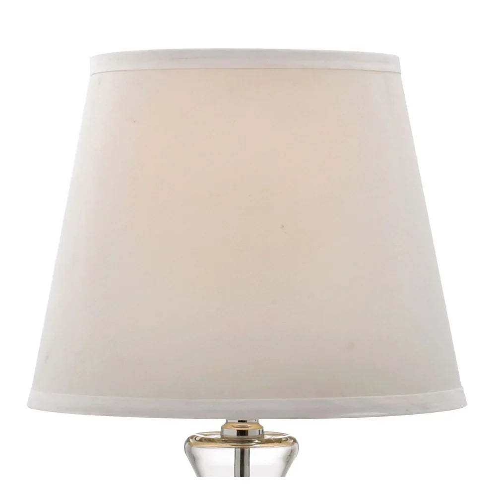 Catalina Lighting Transitional Juliette Glass Accent Lamp, White Shade and On/Off Switch, 18"H, Clear - 10" x 10"x 18"