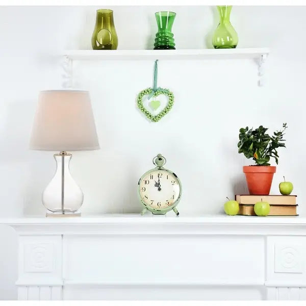 Catalina Lighting Transitional Juliette Glass Accent Lamp, White Shade and On/Off Switch, 18"H, Clear - 10" x 10"x 18"