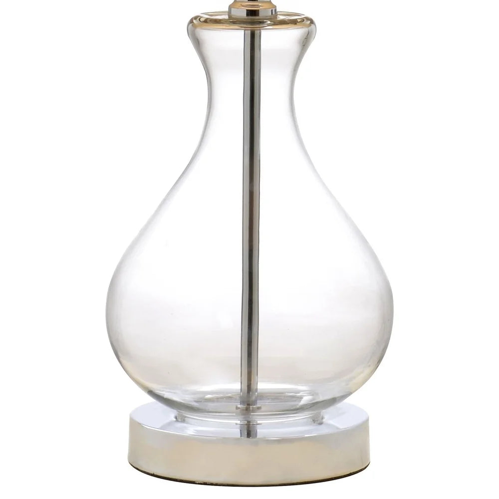 Catalina Lighting Transitional Juliette Glass Accent Lamp, White Shade and On/Off Switch, 18"H, Clear - 10" x 10"x 18"