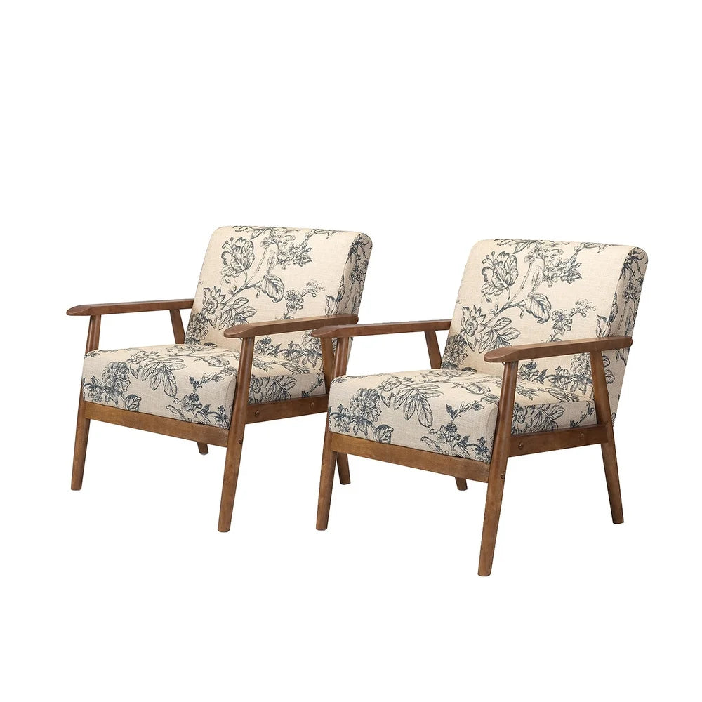 Ceandro Upholstered Armchair with Wooden Base,set of 2