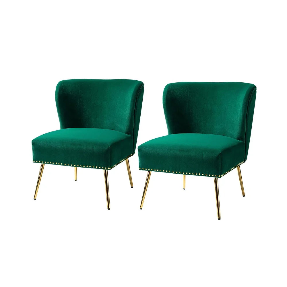 Celtia Modern Upholstered Accent Side Chairs with Nailhead Trim Set of 2