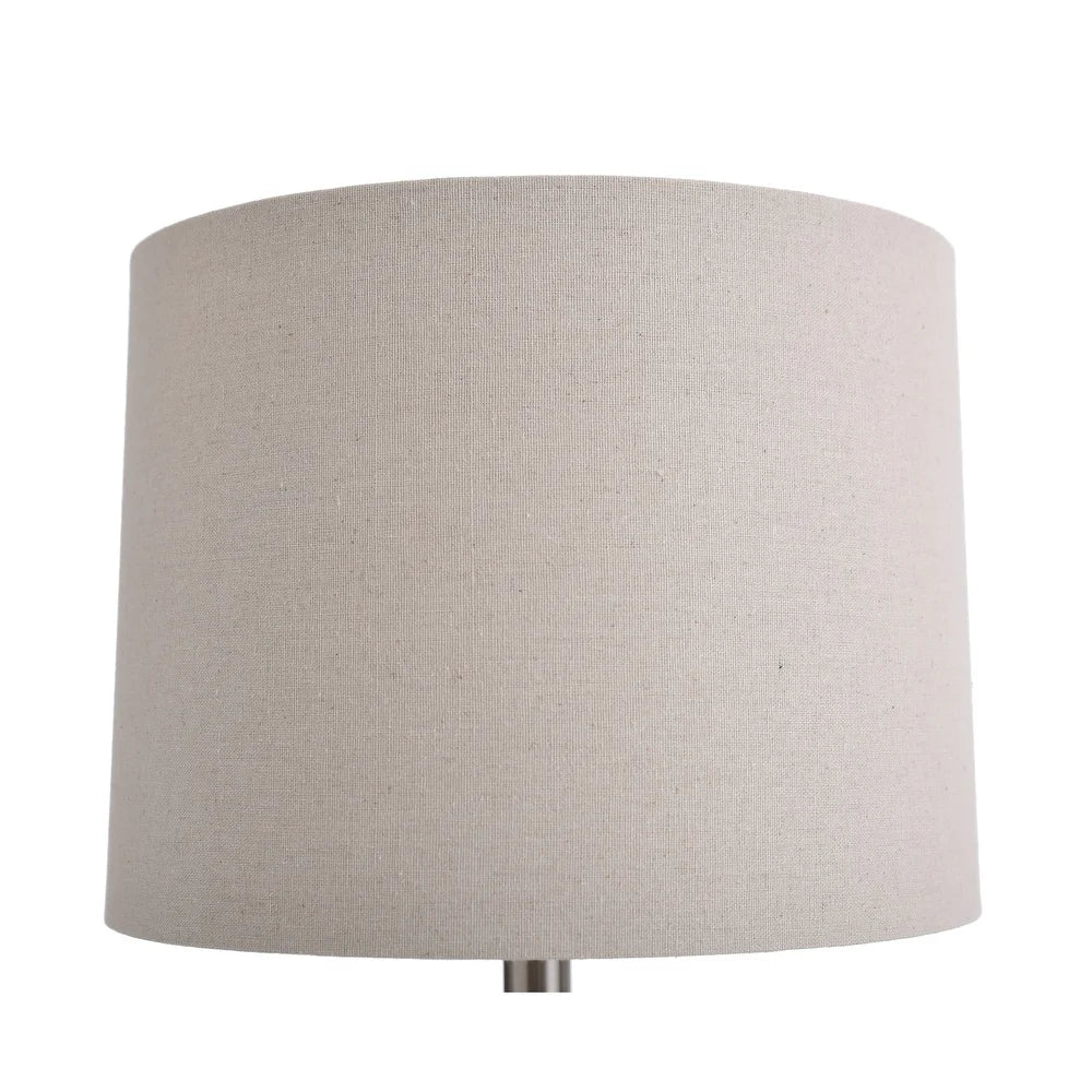 StyleCraft Cameron Ceramic Seaside Storm Blue Table Lamp - Beige Hardback Linen Shade