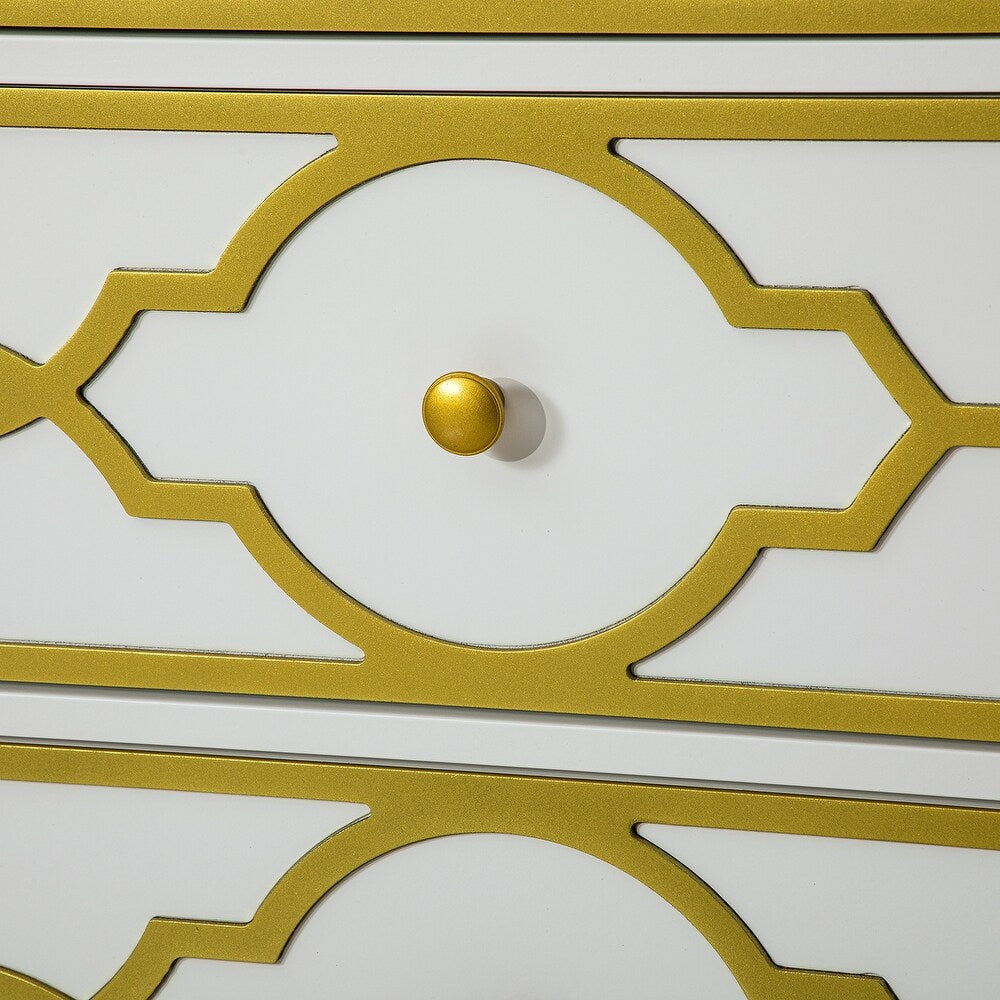 Charissa 3 Drawers Multifunctional Wood Accent Chest with Quatrefoil Pattern