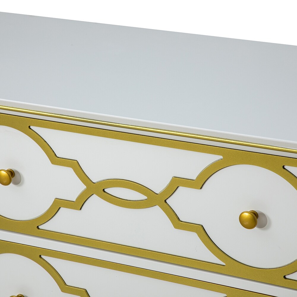 Charissa 3 Drawers Multifunctional Wood Accent Chest with Quatrefoil Pattern