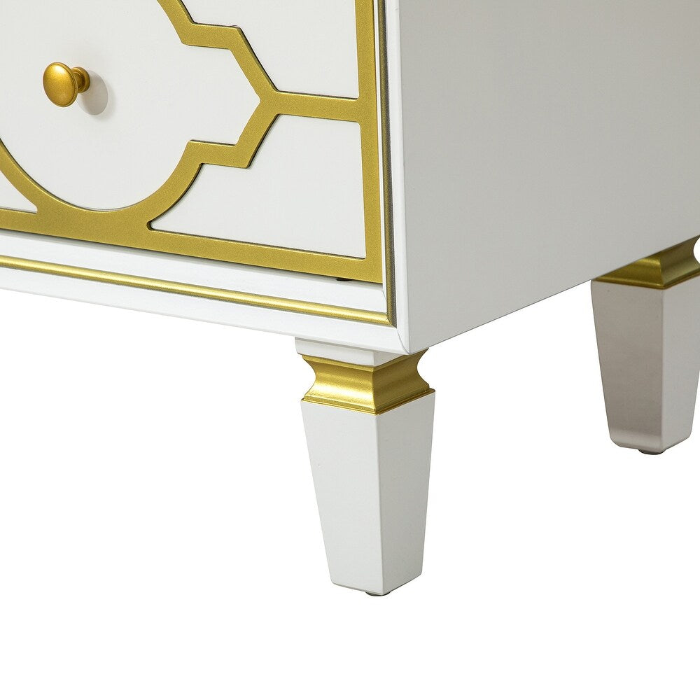 Charissa 3 Drawers Multifunctional Wood Accent Chest with Quatrefoil Pattern