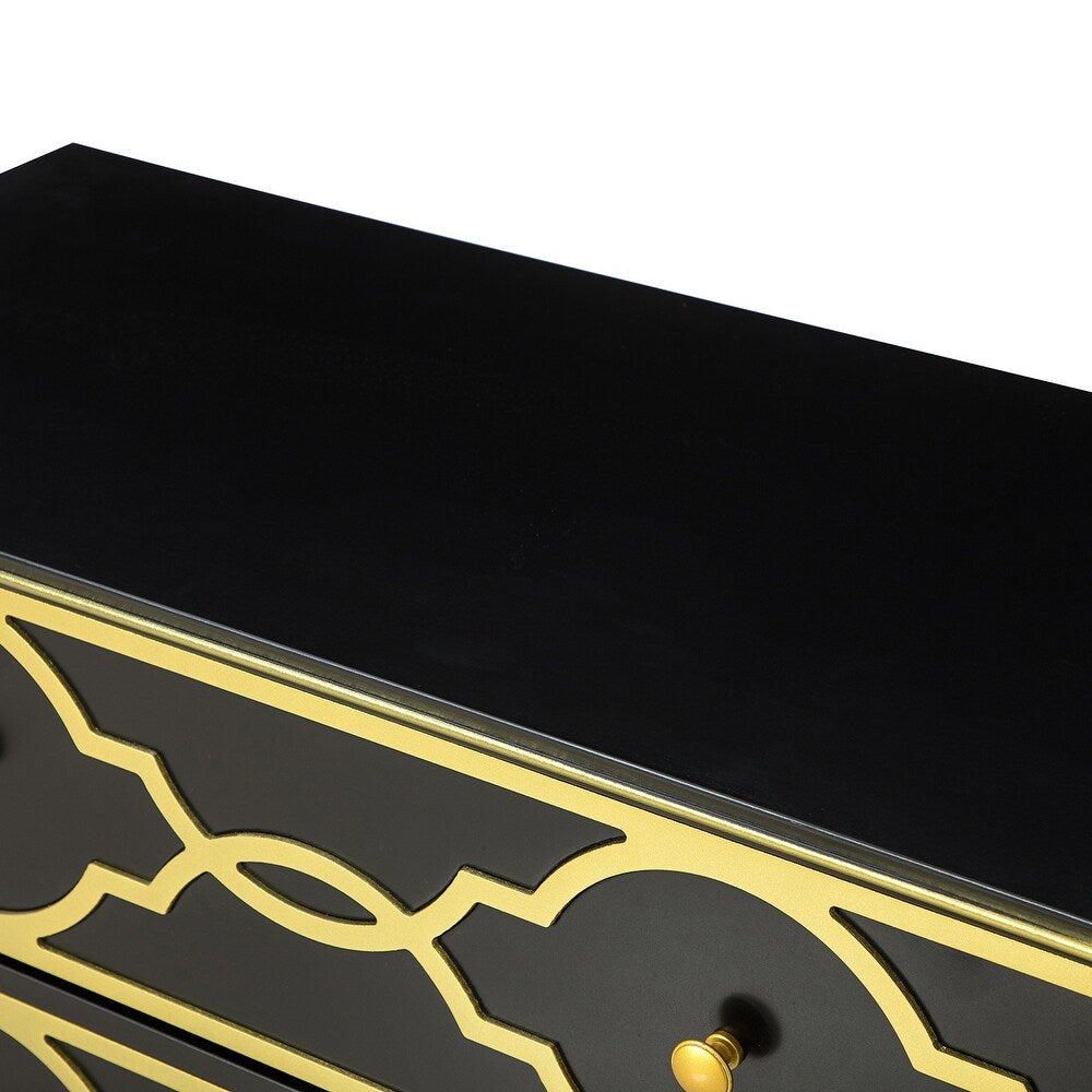 Charissa 3 Drawers Multifunctional Wood Accent Chest with Quatrefoil Pattern