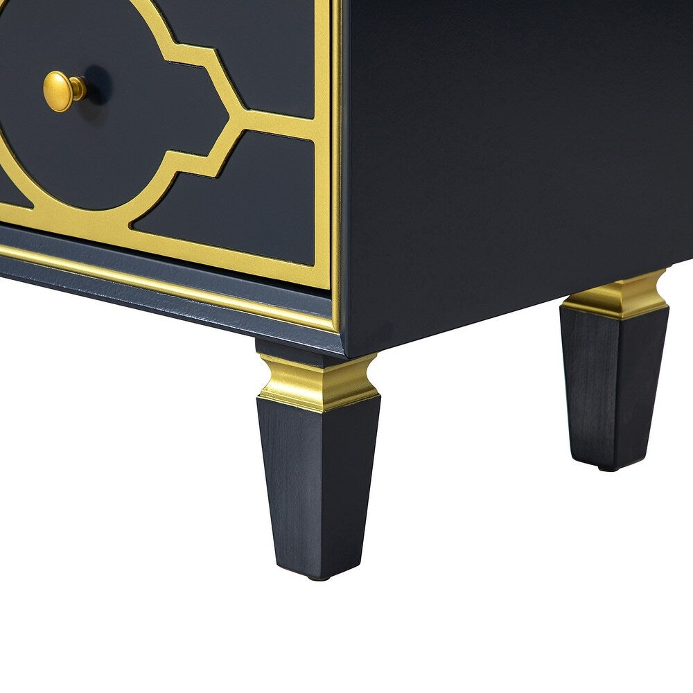 Charissa 3 Drawers Multifunctional Wood Accent Chest with Quatrefoil Pattern