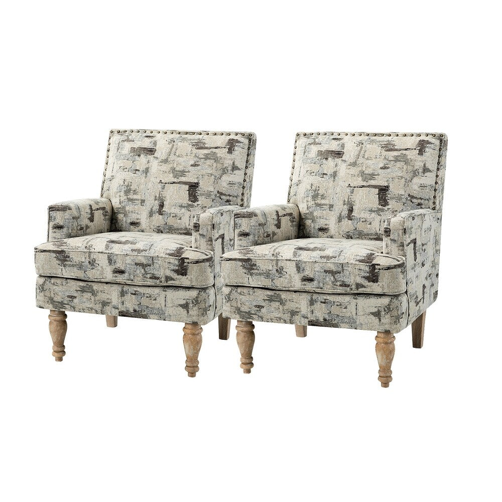 Cheyenne 26“ Wide Contemporary Fabric Armchair with Nailhead Trim Set of 2