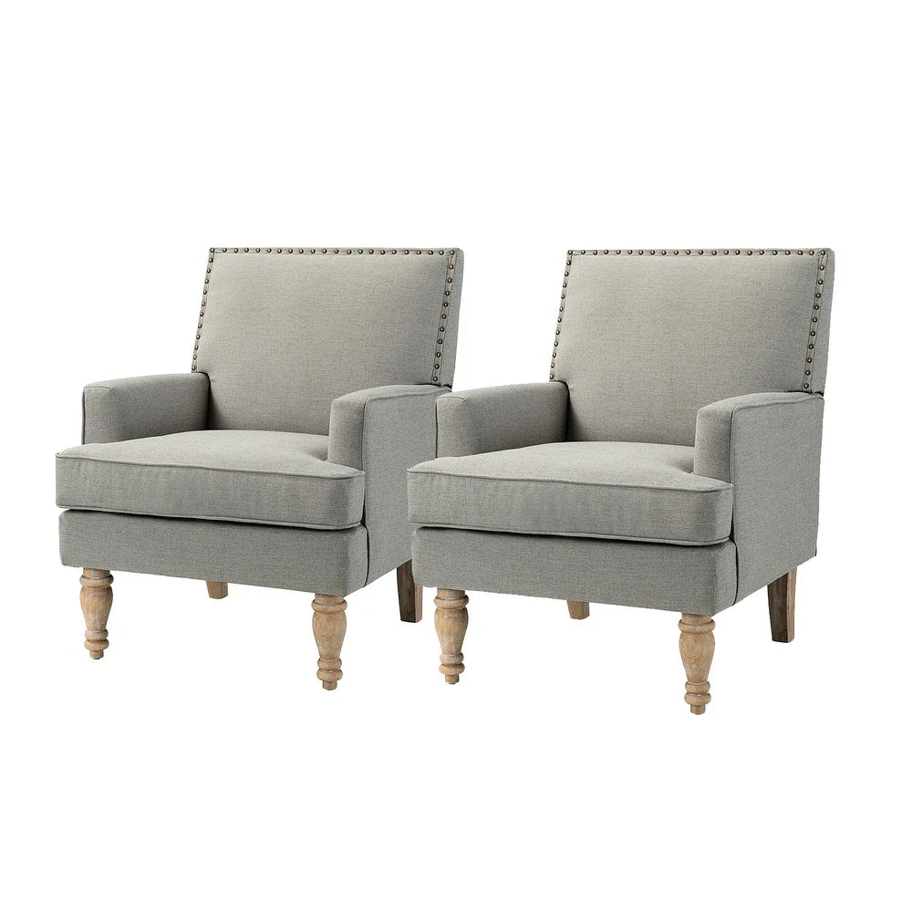 Cheyenne 26“ Wide Contemporary Fabric Armchair with Nailhead Trim Set of 2