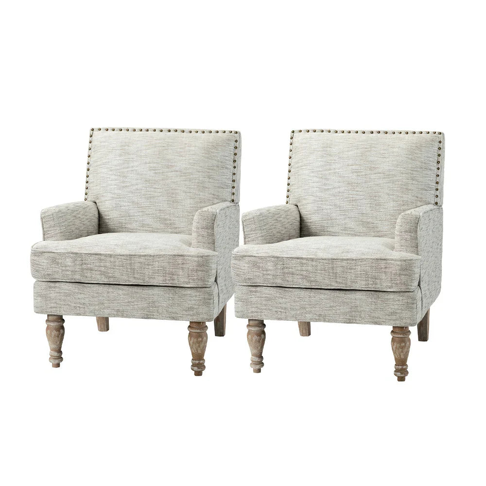 Cheyenne 26“ Wide Contemporary Fabric Armchair with Nailhead Trim Set of 2