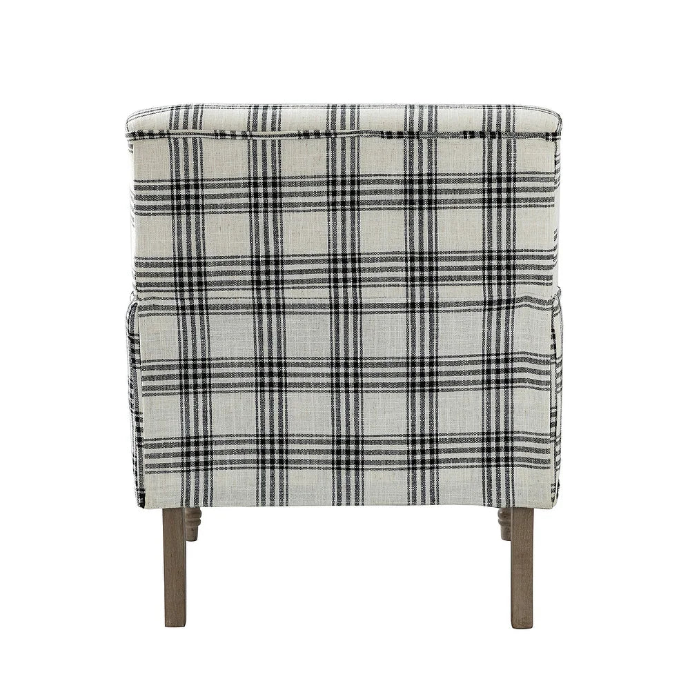 Geltrude Farmhouse Vintage Plaid Accent Armchair with Nailhead Trim Set of 2