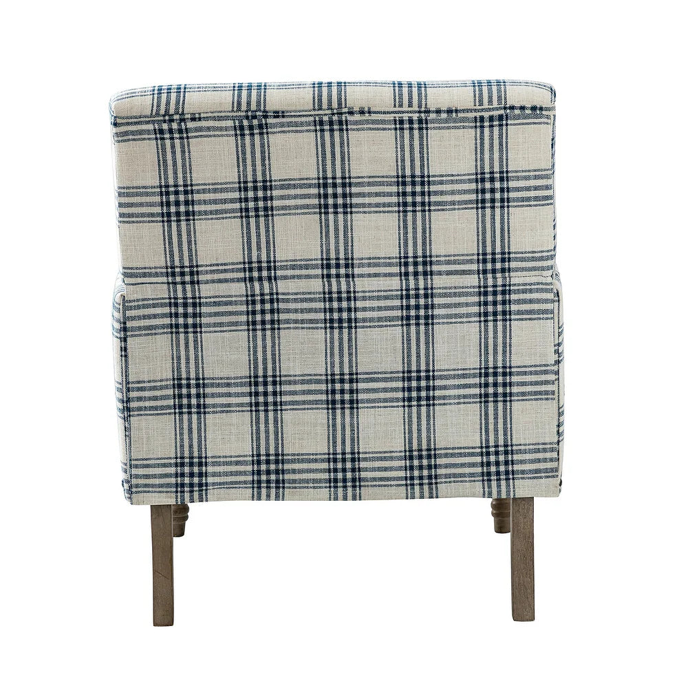 Geltrude Farmhouse Vintage Plaid Accent Armchair with Nailhead Trim Set of 2