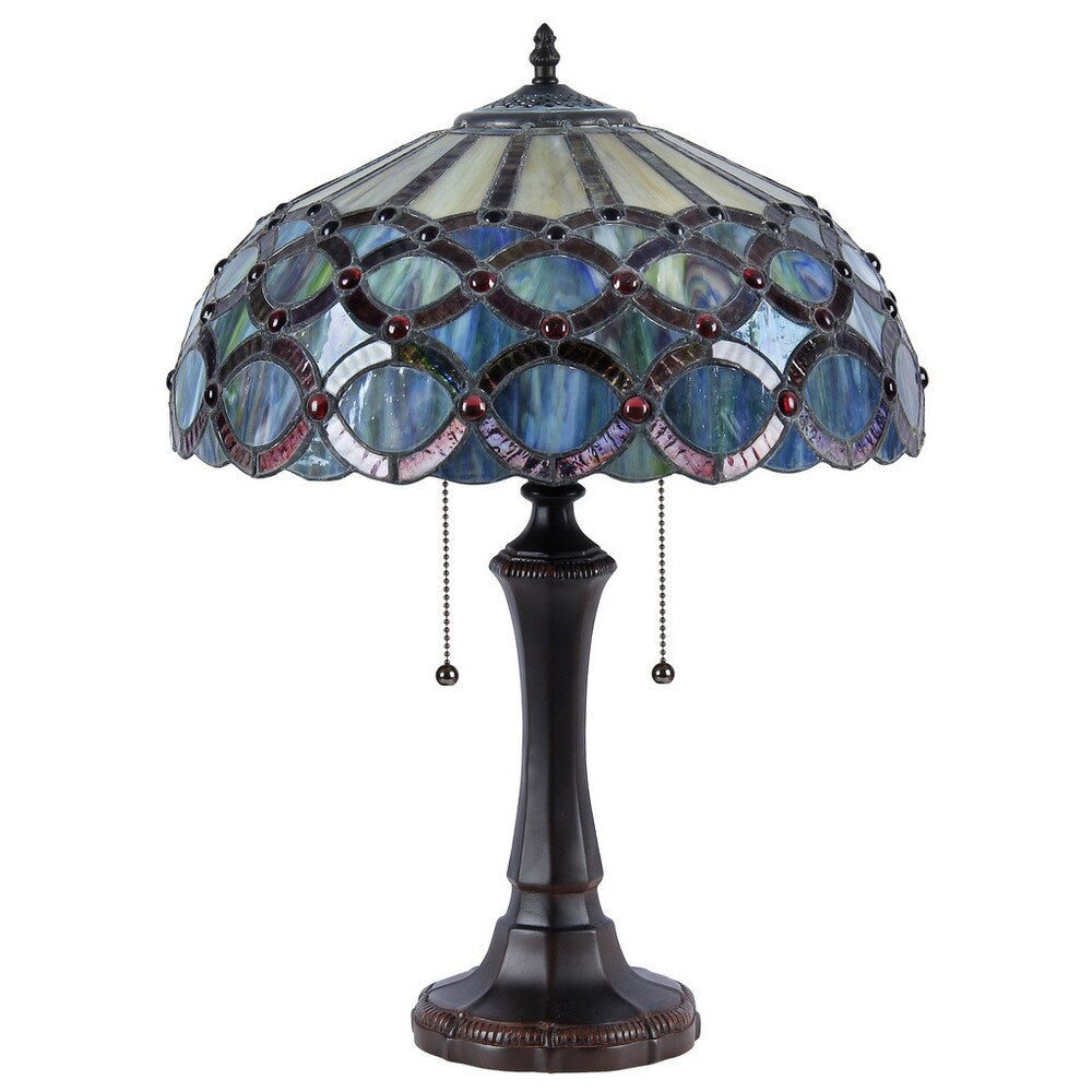 Tiffany Style Victorian Design 2-light Dark Bronze Table Lamp