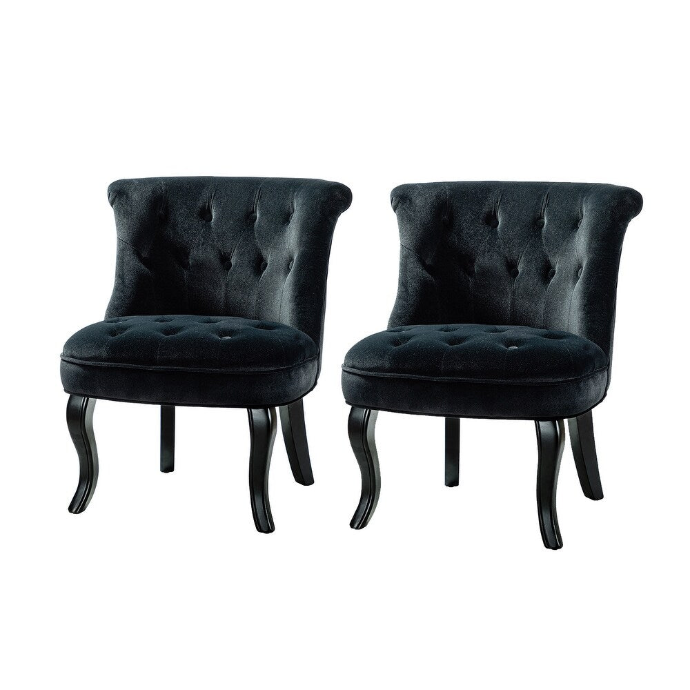 Christi Tufted Accent Chair with Black Base Set of 2