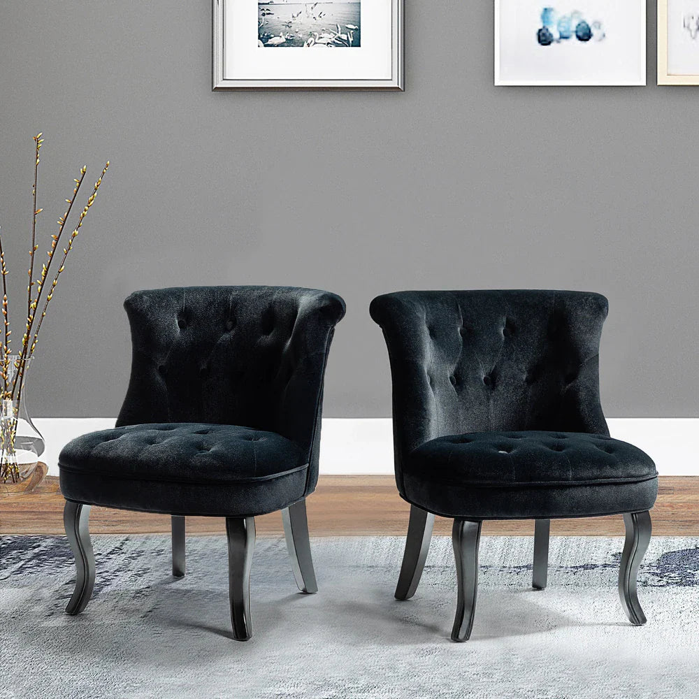 Christi Tufted Accent Chair with Black Base Set of 2