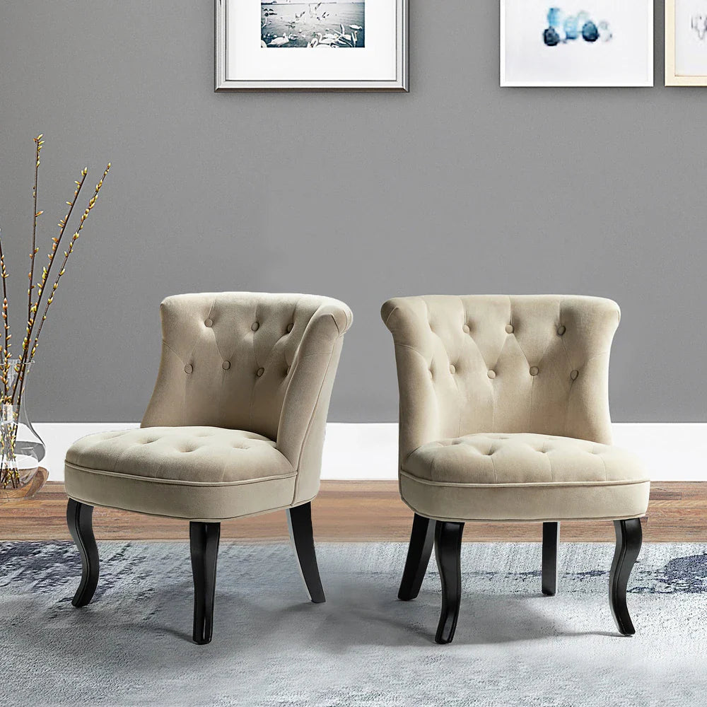 Christi Tufted Accent Chair with Black Base Set of 2