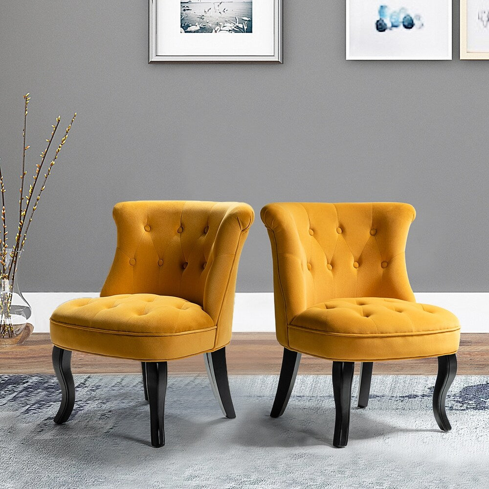 Christi Tufted Accent Chair with Black Base Set of 2