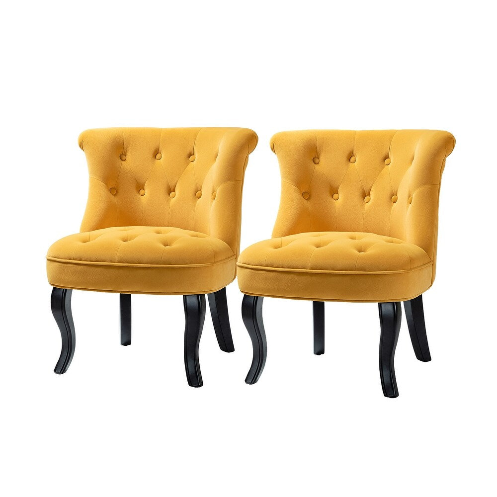 Christi Tufted Accent Chair with Black Base Set of 2