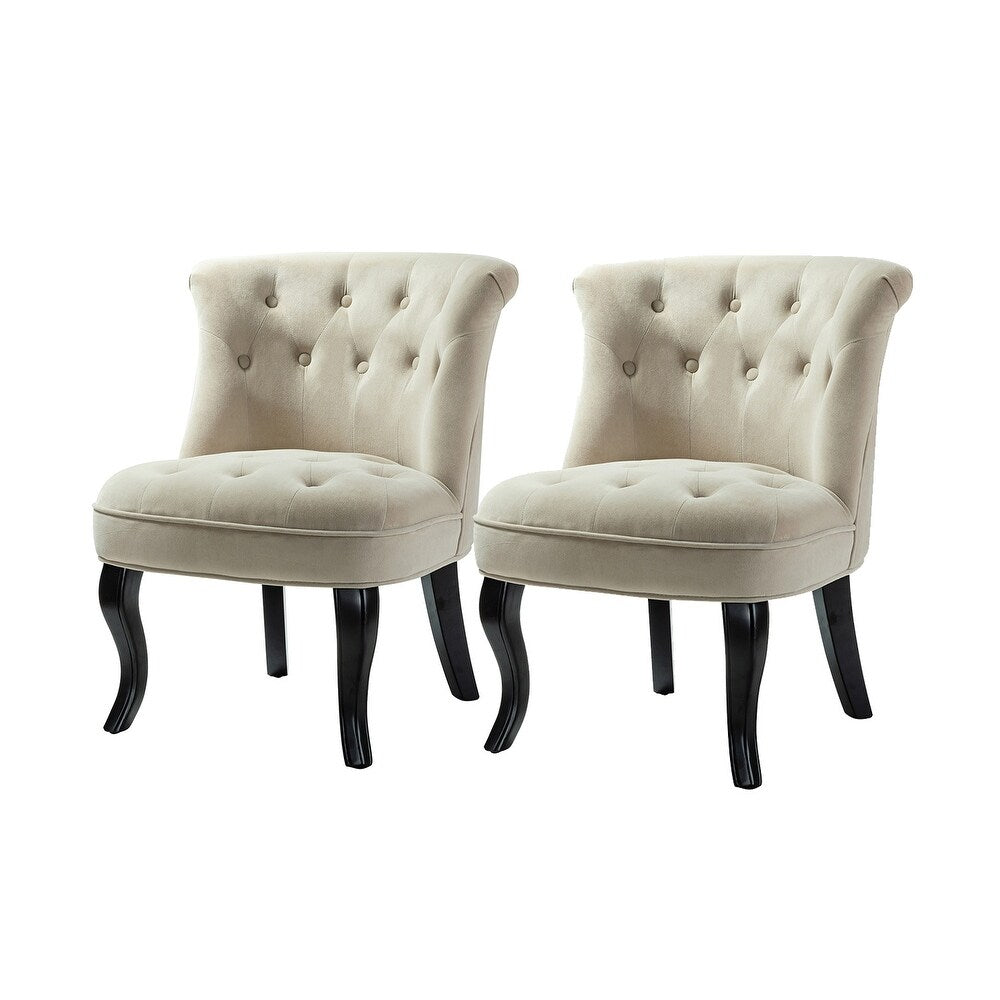 Christi Tufted Accent Chair with Black Base Set of 2