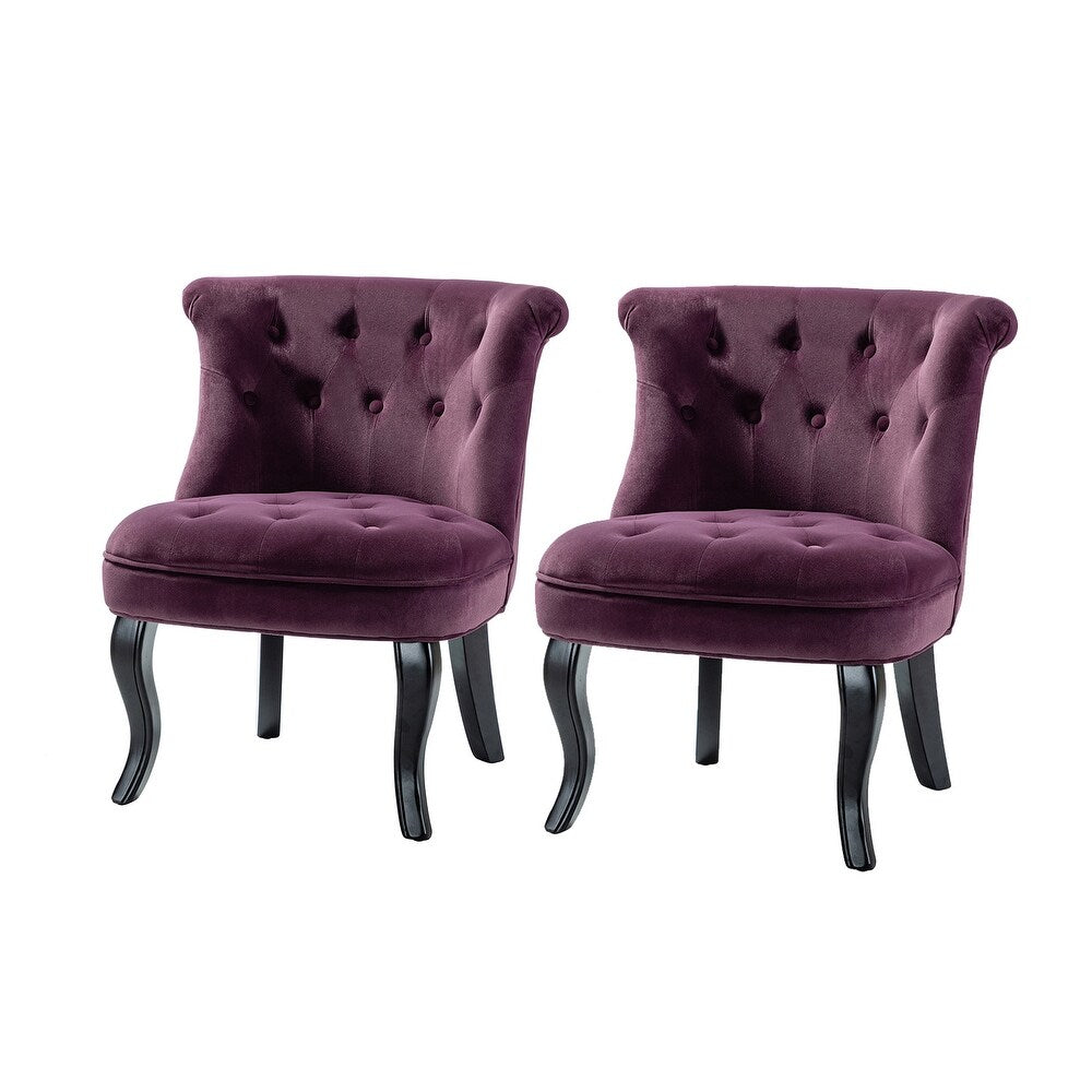 Christi Tufted Accent Chair with Black Base Set of 2