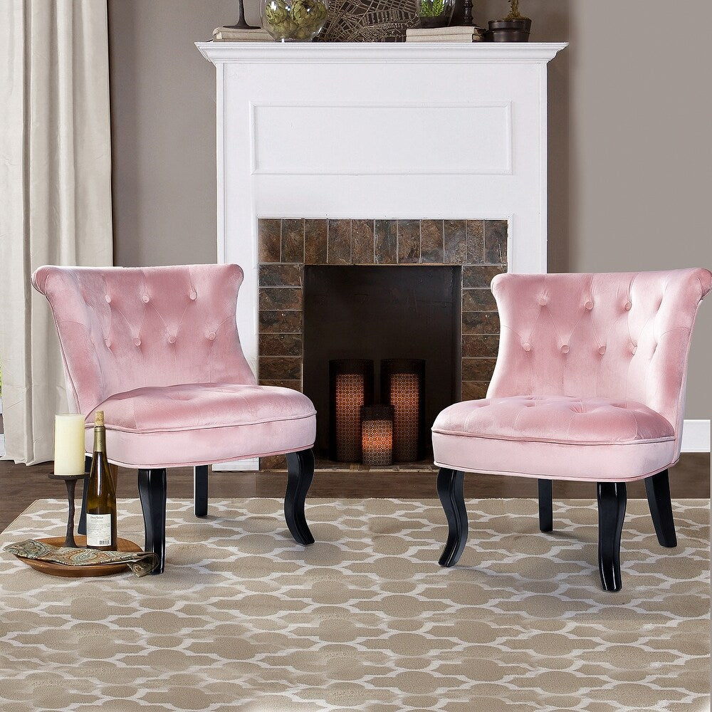 Christi Tufted Accent Chair with Black Base Set of 2