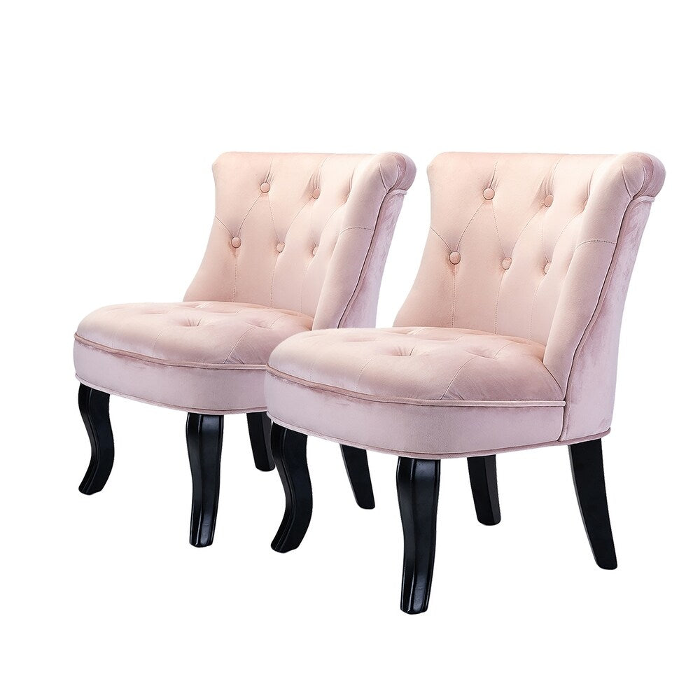 Christi Tufted Accent Chair with Black Base Set of 2