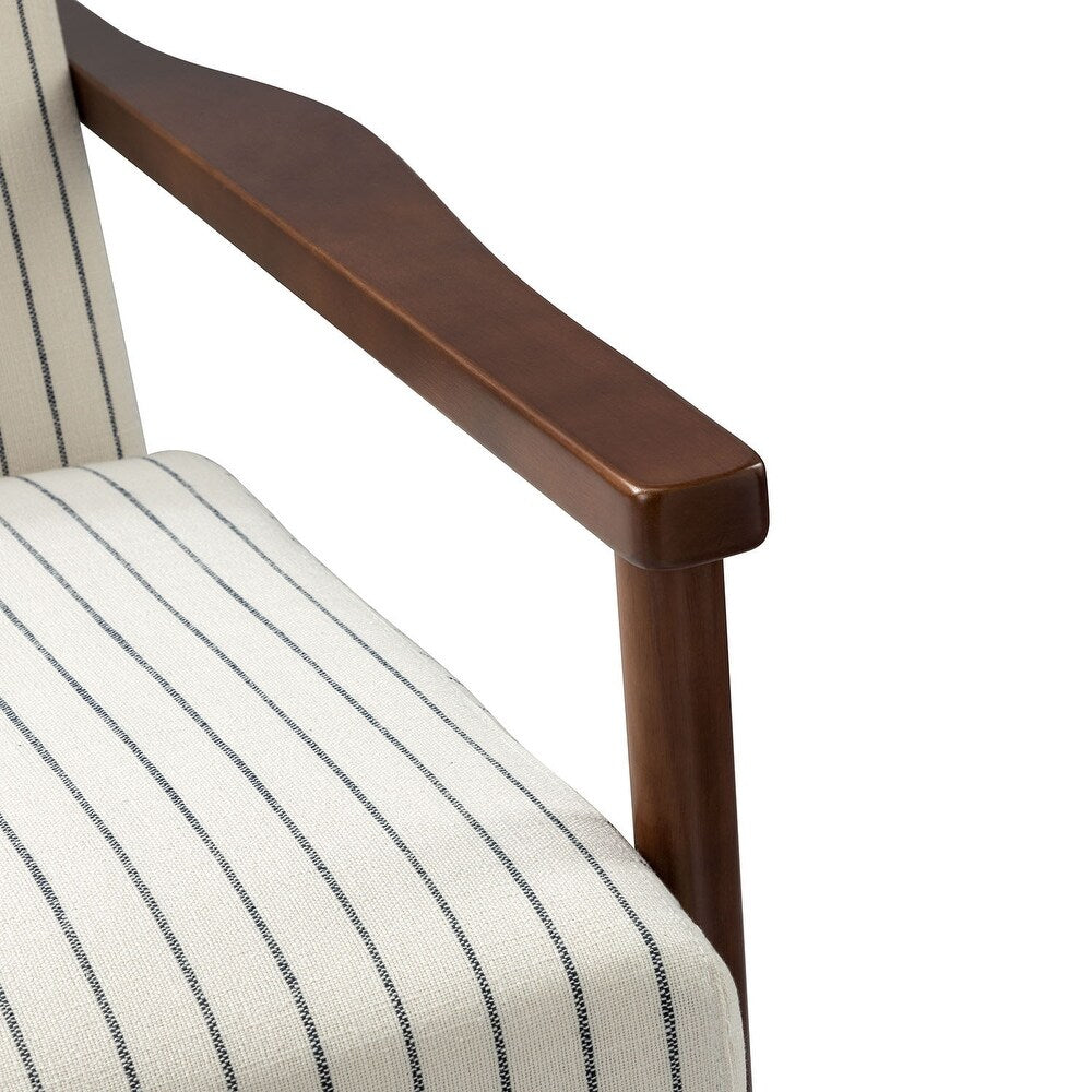 Christoph Farmhouse Striped Swivel Armchair With Solid Wooden Armrests Set Of 2