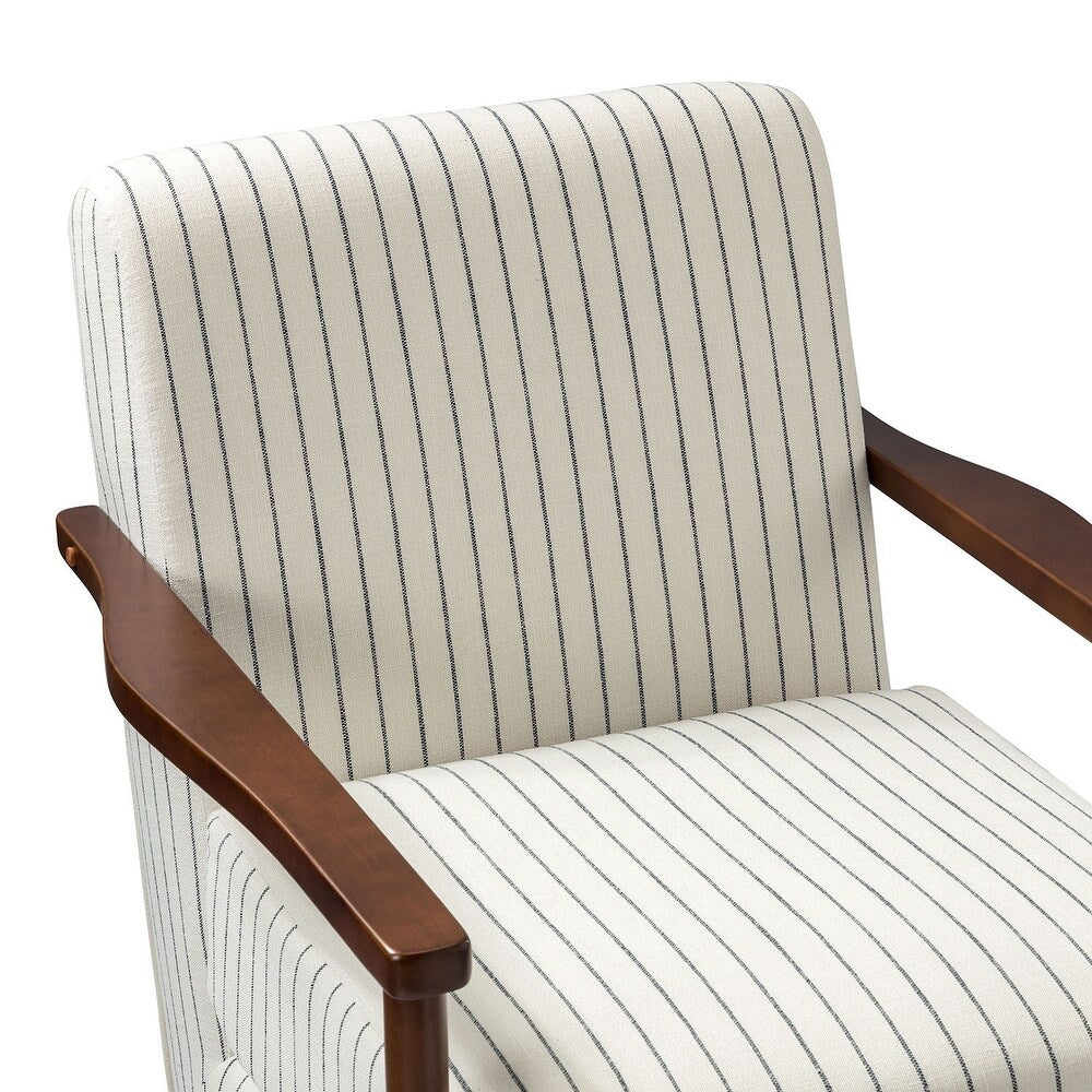 Christoph Farmhouse Striped Swivel Armchair With Solid Wooden Armrests Set Of 2