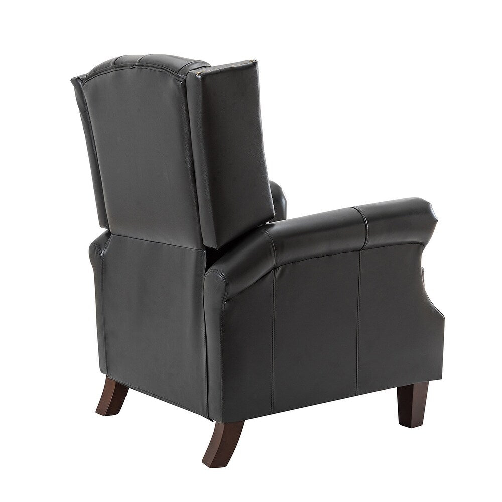 Claros Genuine Leather Button-Tufted and Nailhead Trim Manual Recliner with Wooden Legs Set of 2