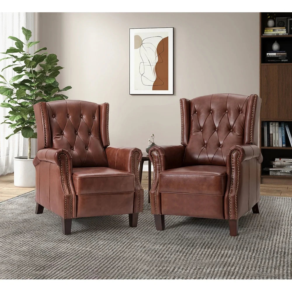 Claros Wooden Upholstery Recliner Set of 2 with Arms
