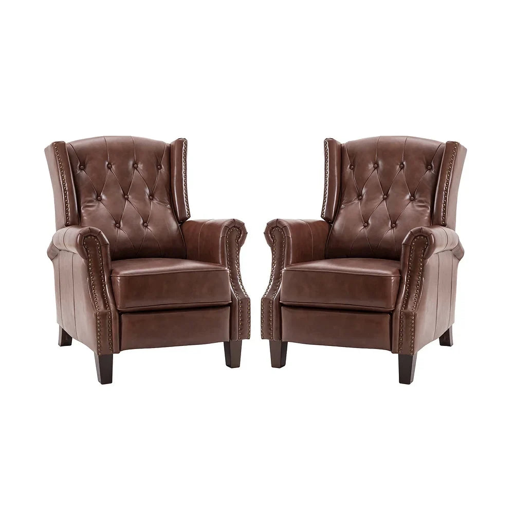 Claros Wooden Upholstery Recliner Set of 2 with Arms