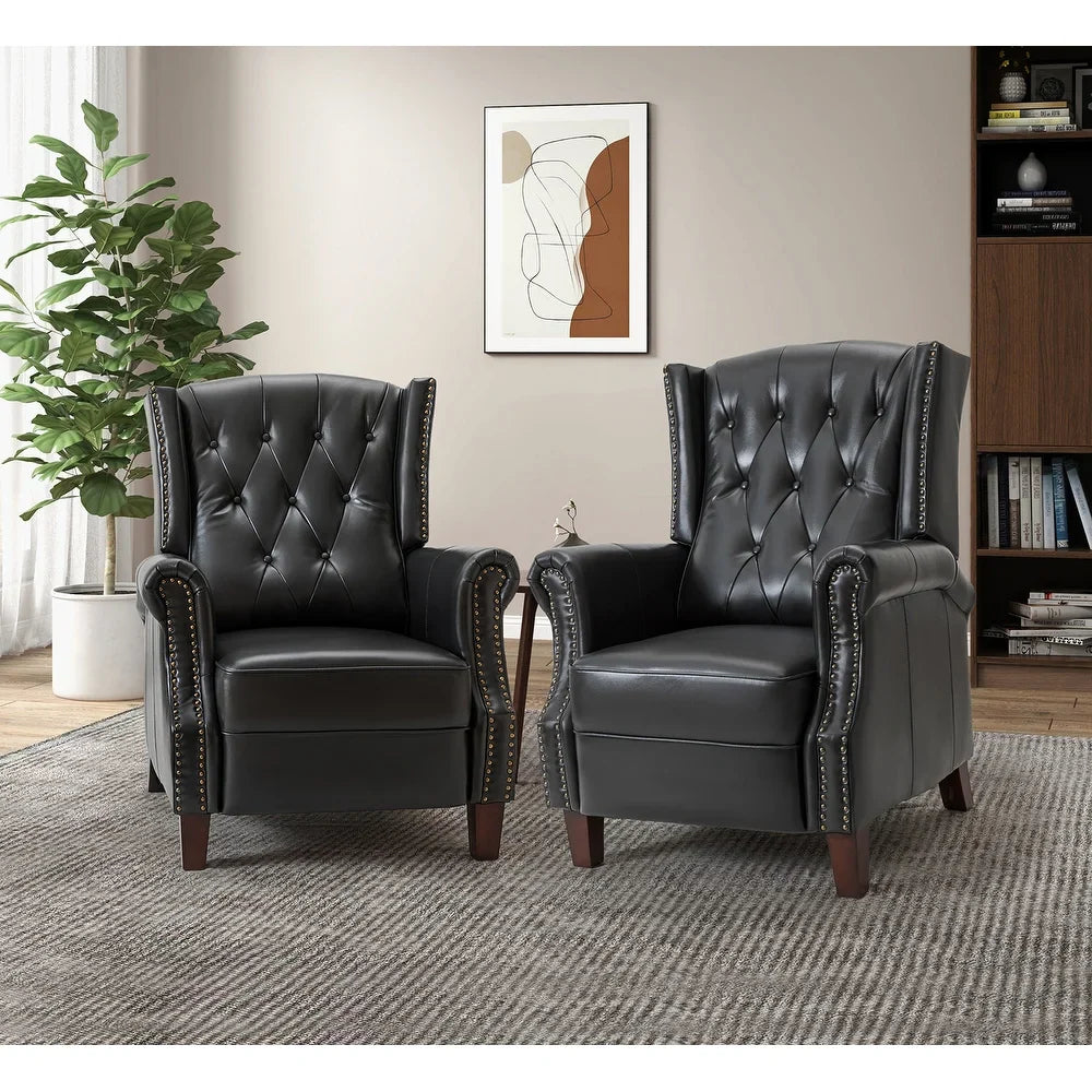 Claros Wooden Upholstery Recliner Set of 2 with Arms