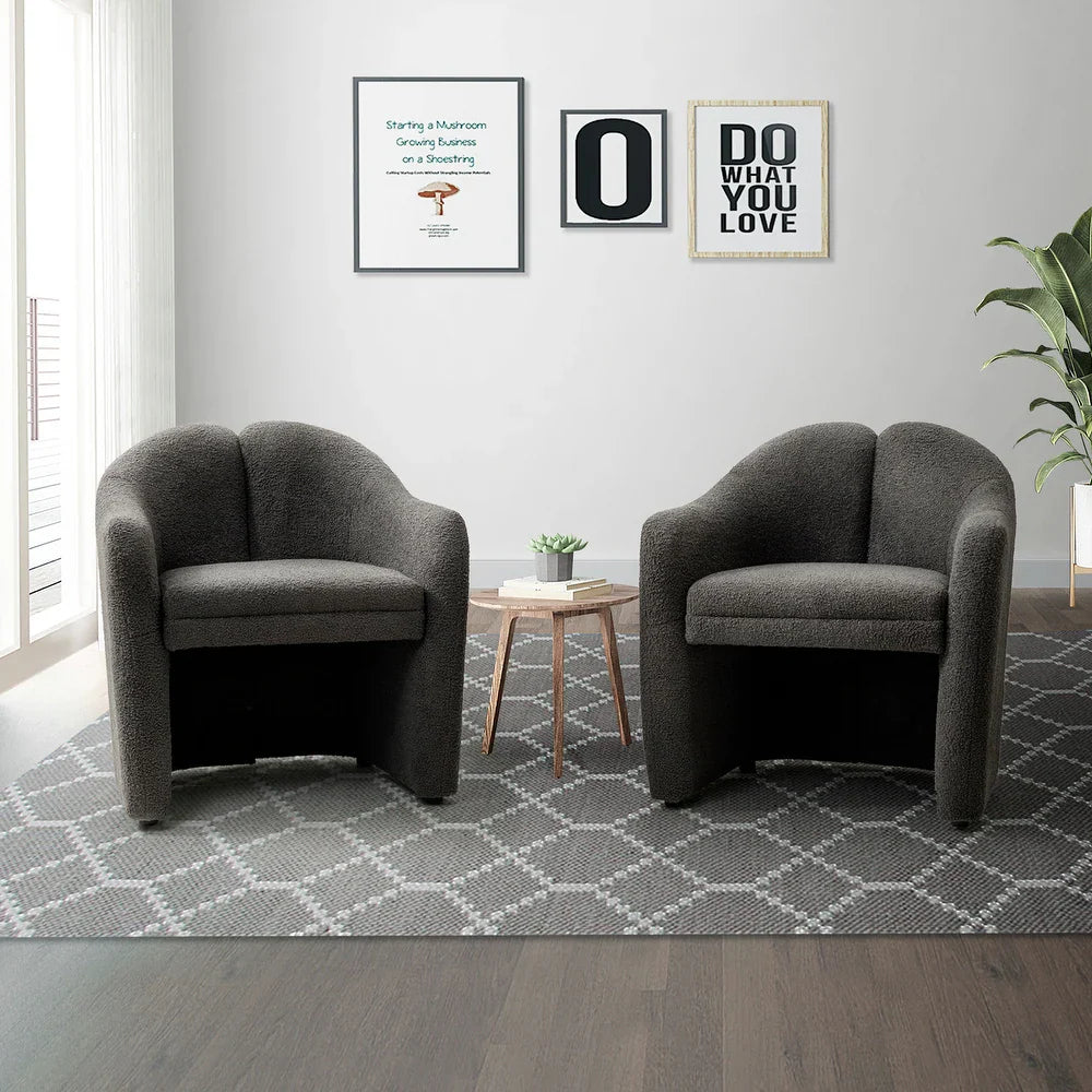 Clément Upholstered Accent Barrel Chair with Black Base Set of 2