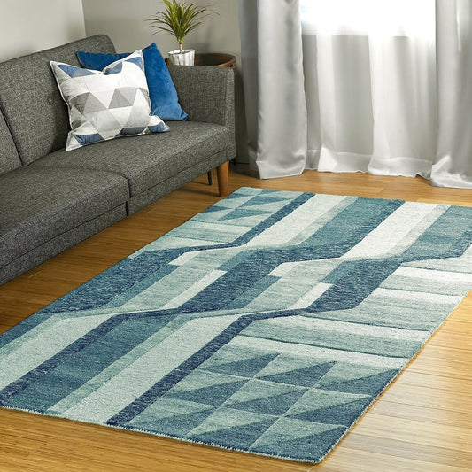 Colab Handmade Wool Soft Blue Area Rug