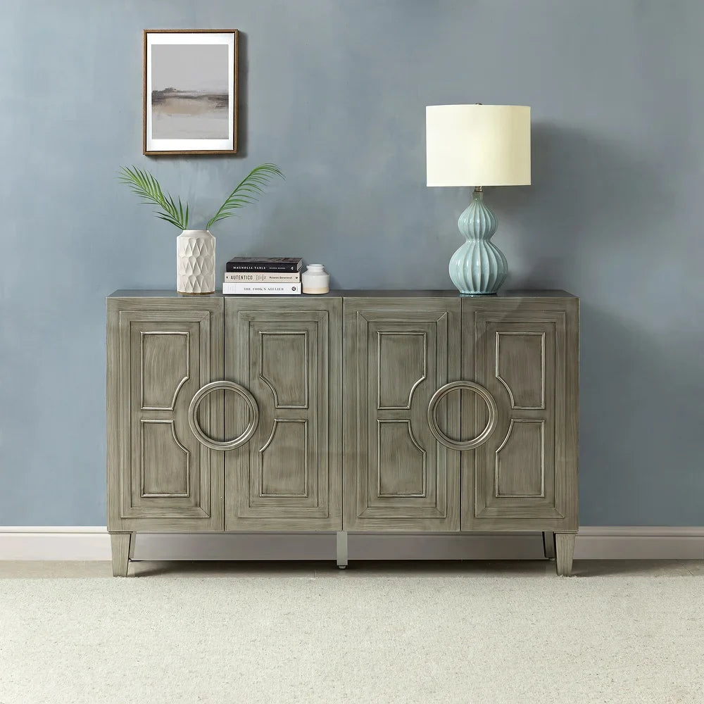 Connie 58" Contemporary Sideboard Buffet with Round Solid Wood Door Handles