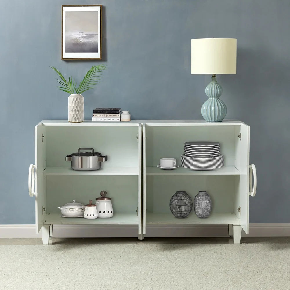Connie 58" Contemporary Sideboard Buffet with Round Solid Wood Door Handles